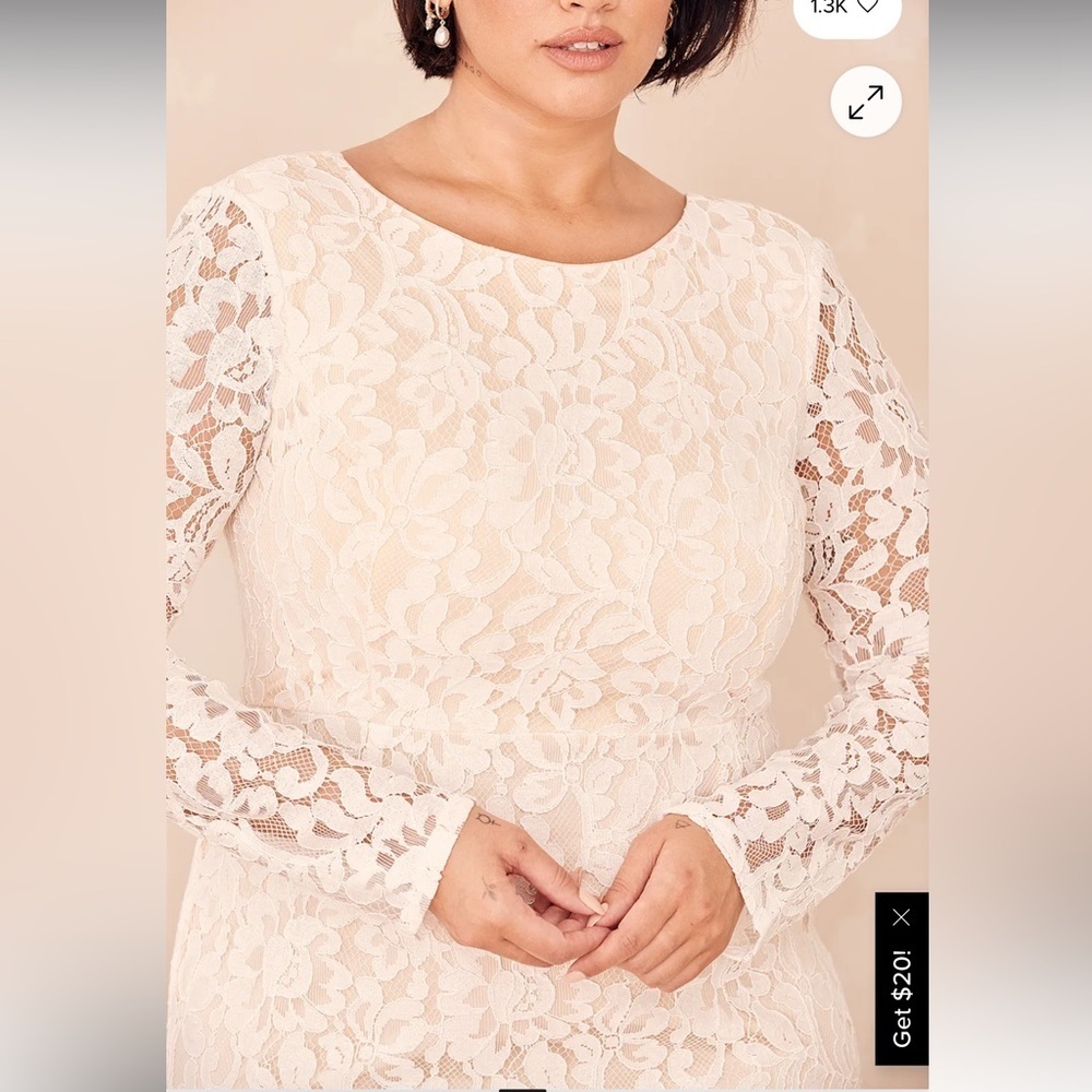 NWT Lulu's Say I Do White Lace Long Sleeve Mermaid Maxi Dress - Picture 13 of 16